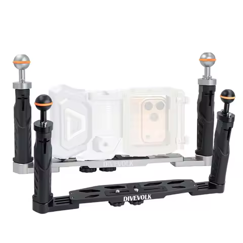 DIVEVOLK Dual Handle Tray for Smartphone Underwater Housing, Compact Camera Housing, Action Camera A