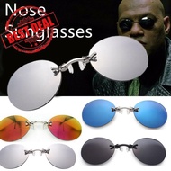 Clip On Nose Glasses Round Rimless Mini Frameless Men The Matrix Vintage Morpheus D3i8