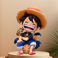 One Piece figurine Luffy sitting laughing Luffy Q-version figurine Luffy figure Straw Hat Luffy Car 