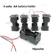 10pcs 4 solts AA Battery Holder 6V 1.5V for AA Batteries Black Plastic Storage Box Case Dual Layers 