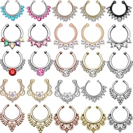 1/2piece crystal Fake septum piercing ring clip on fake nose ring septum clip faux nose ring septum 