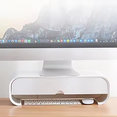 ABS Computer Monitor Holder Laptop Stand Desk Organizer Drawer Monitor Bracket Letter File Holder Ho