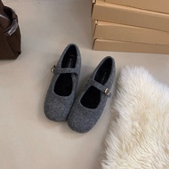 Fashion Women's Shoes Fur Shoes Women's Flat Woolen Mary Jane Fleece Lining Evening Style Matching S