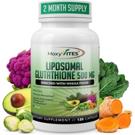 Lipid Glutathione Supplement 500mg-Pure L-GSH) Reduce-Active Form, Made of Organic All Food, Non-Gen