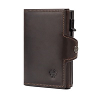 HUMERPAUL Smart Pop Up Card Wallet for Men RFID Genuine Leather Card Case Slim Women Zip Coin Purse