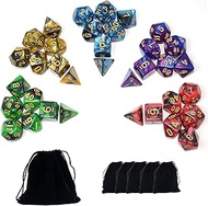 SmartDealsPro 5 x 7-Die Double-Colors Polyhedral Dice Sets with Pouches for D&D DND RPG MTG Dungeon 