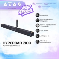 Vinnfier VF HYPERBAR 2100 All-in-One Soundbar with Clock Display MAX 80W Bluetooth, USB Drive, HDMI 