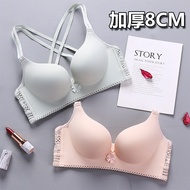 Hot Imported Steamed Bread Cup Bra Thickened 8Cm Small Chest Flat Chest Large Super Thick Gathered Wireless Cross Strap Beauty Back Underwear For Women Alingerlinecoli Renda Ada Wayarbra Zip Depanplus Size Pantiesbengkung Samping