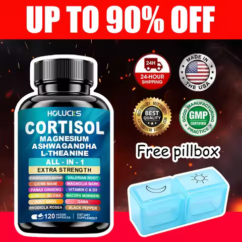 Natural Cortisol Supplement, Support Enhances Cognitive Function, Memory, Reduces Nighttime Awakenin
