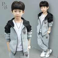 2Pcs/Set Budak Lelaki Baju Jaket&Seluar,Boy Girls Kids Sports 4-12Years Sport Cotton Running LongPan