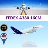 14cm Fedex Airlines A380 Diecast Metal Airplane Model Toy Aircraft Simulation Plane with Display Sta