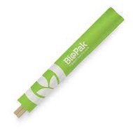 Biopak 21cm Wood Chopsticks with paper wrap (100pcs)