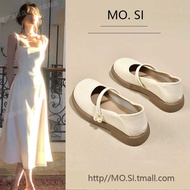mary jane shoes mary jane heels Genuine Leather Mary Jane Flats - Spring/Autumn White Loafers for Wo