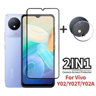2IN1 For Vivo Y02 Y02T Y02A 2023 2024 Camera Screen Protector 9H Tempered Glass Front Lens Film Full