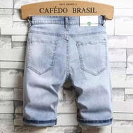 Embroidery shorts Men Denim Shorts Midi Pant Stretchy Pant Rip Jeans Short Pant Men Shorts Knee Leng