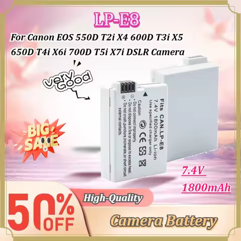 For Canon EOS 550D T2i X4 600D T3i X5 650D T4i X6i 700D T5i X7i DSLR Camera LP-E8 7.4V 1800mAh Recha