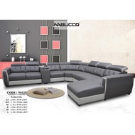 Nabucco N6125 7 Seater Corner Sofa Set【Water Resistance Fabric &amp; Casa Leather 】 【Free 1 Console Table】