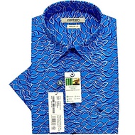 Việt Tiến - Áo sơ mi nam ngắn tay xẻ tà lai ngang Bamboo Regular hoạ tiết hoa lá 6S0693 - Blue