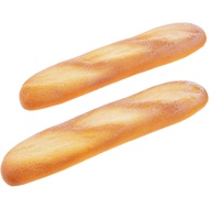 2pcs Artificial Baguette Decoration Fake French Bread Model Lifelike PU Long Loaf Food Display Reali