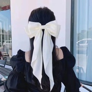 Korean Women's Long Ribbon Bow Tie Hair Clip Elegant Bow Hairpin Ribbon Hairclip Sepit Rambut Hair C