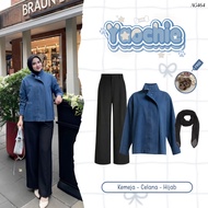 KEMEJA Lilydresses 3in1 Set AG464 - Outfit Ngafe Hangout One Set Trendy TeenageWanita l Halsey Shirt