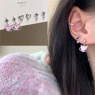 6pcs/set Love Astrology Vermiculite Earrings Female Korean Sweet and Cute Earrings 2023 New Earrings