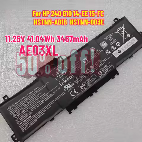 11.25V 41.04Wh 3467mAh Laptop Battery AE03XL for HP 240 G10 14-EE 15-FC HSTNN-AB1B HSTNN-OB3E