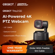 OBSBOT Tiny 2 Lite 4K PTZ AI Tracking Webcam 60fps HDR PC Camera for Live Streaming & Meeting