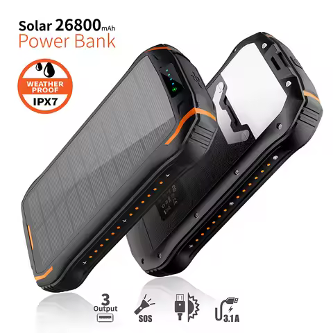 Solar Power Bank for iPhone 15 13 26800mAh Wireless Charger for Samsung S22 Huawei Fast Charging Pow