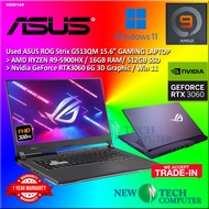 #RG016 USED ASUS ROG Gaming Laptop G513QM AMD R9 RYZEN 9-5900HX 16G 512GB SSD NVIDIA GEFORCE RTX3060