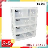 Keyway 4-Layer Drawer Box 5 Compartments Model CK- 555 (White) Size 38.7 x 26.4 x 47.9 cm.