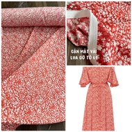 Orange flower silk fabric - Gto 61 silk - thick and beautiful - making loose dresses. slight stretch