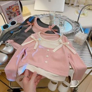 Girls' Fake Two-Piece Bowknot T-shirt