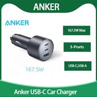 Original Anker USB-C Car Charger, 167.5W Max 3-Port Type-C and USB-A Fast Charging, for MacBook Pro/