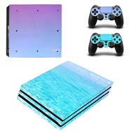 For Sony Playstation 4 Pro Game Console Bright Color Vinyl Skin Sticker Protector +2PCS Controller S