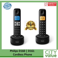 Philips D160 | D161 Cordless Phone. 1.6 Inch Illuminated Display. Non Slip Grip. 10 Ringtones. Caller ID.