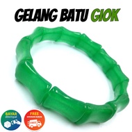 GELANG BATU GIOK NATURAL MODEL BAMBU GELANG PRIA WANITA WARNA HIJAU