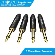 Choseal Home Audio Plugs 6.35mm Plug 1/4 6.5mm Connector Solder Type Stereo Plug Straight Design Connector with Spring for DJ Mixer Speaker Cables Guitar Cables 秋叶原