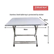 Zirafah 90cm x 90cm Stainless Steel Foldable Square Table