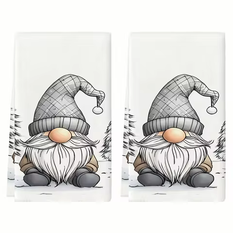 2-Pack Christmas Gnome Kitchen Towels, Dish Towels, Hand Towels, Kitchen Decorative Towels, Neighbor