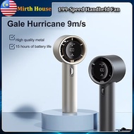 (1 year warranty) MH GF02 Handheld Fan 199 Level Strong Wind Portable Bladeless Fan Rechargeable Wit