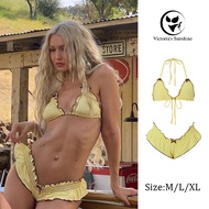 Sexy Two-Piece Swimsuit yellow bikini Beach Backless 0486