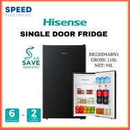 [SABAH ONLY] Hisense Single door fridge 110L/94L RR120D4ABN 冰箱 peti ais