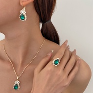 Ladies Crystal Earrings Necklace Ring Jewellery Set Ladies Jewellery Set Party Jewellery Set