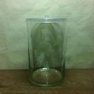 WH9995【四十八號老倉庫】全新 早期 台灣 直筒 淡綠色 氣泡 玻璃 糖果罐 玻璃罐 瓶 甕 水族箱 魚缸 高33
