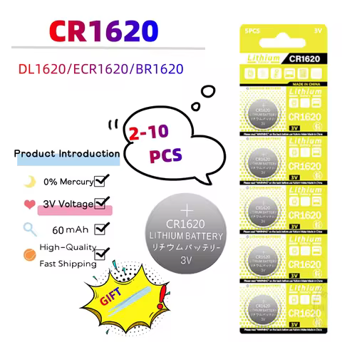 2-10PCS CR1620 3V Lithium Battery Button Battery Compatible with for Watch Key Fob Calculator Car Re