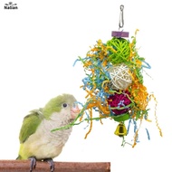 NALIAN 3pcs/set Hanging Parrot Shredder Toy Colorful Parrot Cage Foraging Toy Parrot Molar Bite Toy Bird Accessories Paper/wood Parrot Vine Ball Grass Toy Bird Cage
