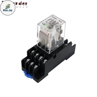 BJ 2Pcs Electromagnetic Power Relay with Socket Base, Plastic 1.18*3.03*2.6Inch 24V 14-Pin Universal