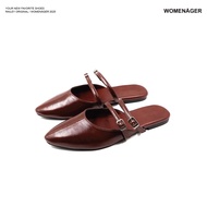 womenager - Railey Original สี Deep brown รองเท้าหัวแหลมเปิดส้น