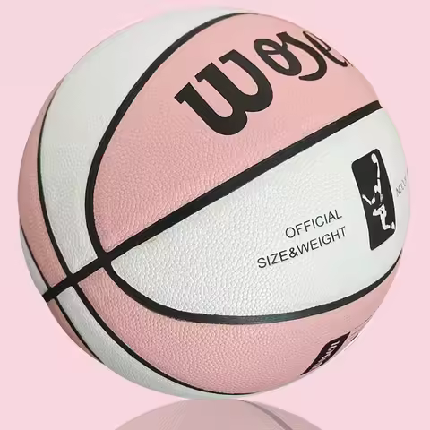 PU leather basketball Wear-Resistant Anti-Slip Outdoor for girls and boys size 7 in pink as a childr